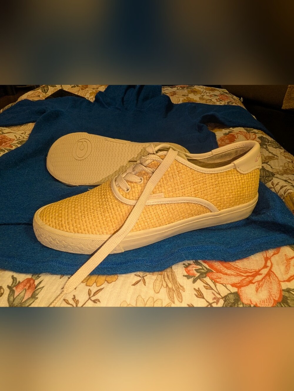 Coach Citysole Skate Sneakers Womens 9 Tan Rafia Signature C2707 Straw
